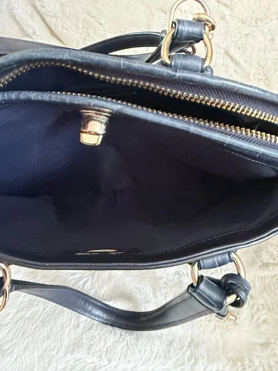 Coach Prince Street Satchel Navy Leather Crocodile-Embossed Crossbody/Handbag - Picture 13 of 16